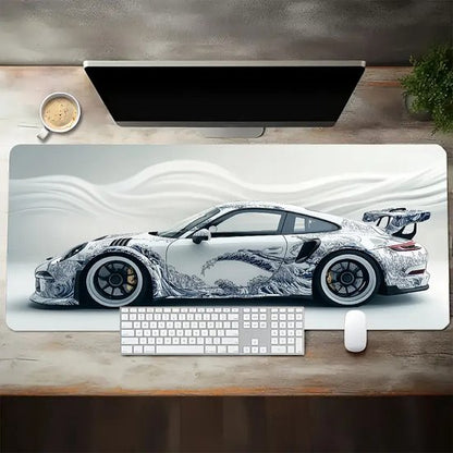 Premium Car Edition XL Desk Mat 40×90×0.2 cm – Ultra-Smooth Gaming Mousepad (Porsche GT Inspired)